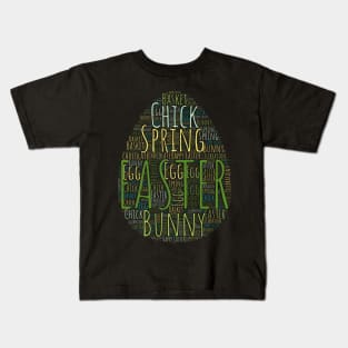 Cute Easter Egg Shaped Word Cloud Kids T-Shirt